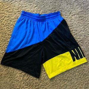 Nike Dri-Fit Basketball Shorts - Black/Blue/Yellow (Size M)